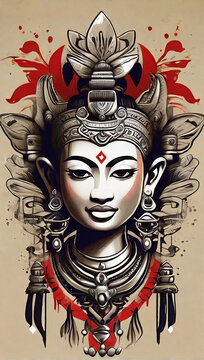 image ballinese statue in tatto design