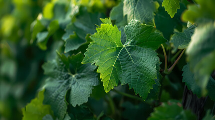 Nature's Network: A Close-up of Vine Leaves