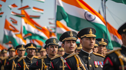 Patriotic Indian Soldiers in Uniform at a National Flag Ceremony