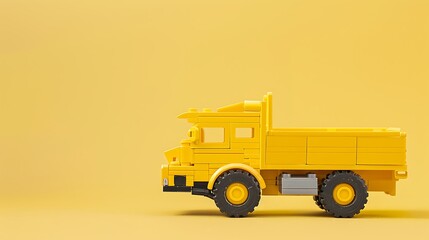 yellow toy truck against yellow background