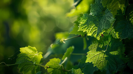 Nature's Network: A Close-up of Vine Leaves