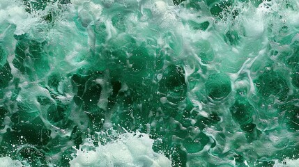 Obraz premium A vast expanse of green and white frothy water adjacent to another expansive body of the same