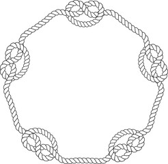 Round rope frame isolated on white background. Twisted cord