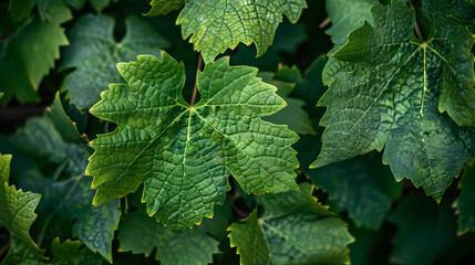 Nature's Network: A Close-up of Vine Leaves