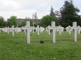 Cimetière militaire français de Beauvais, Oise, Haut-de-France, France. première guerre mondiale.