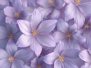 Cluster of Purple Flowers With Yellow Centers