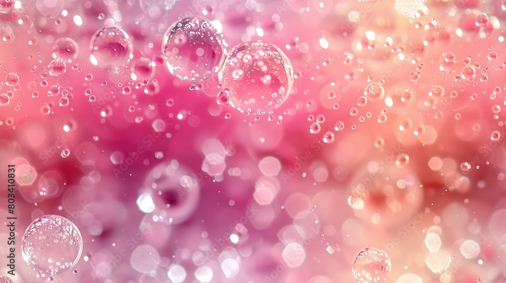 Canvas Prints  Pink and purple backdrop with bubble group floating, blurry bubble image