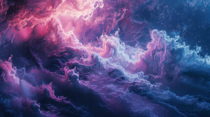 A colorful, swirling galaxy of clouds with a pinkish hue