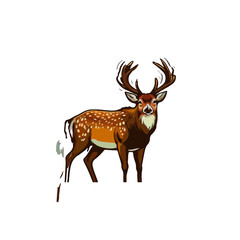 Cute deer cartoon icon illustration. funny animal drawing stickers.