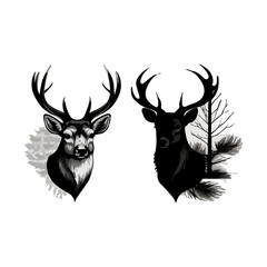 Cute deer cartoon icon illustration. funny animal drawing stickers.