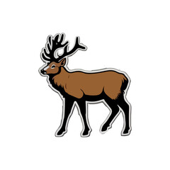 Cute deer cartoon icon illustration. funny animal drawing stickers.