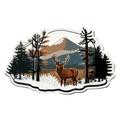 Cute deer cartoon icon illustration. funny animal drawing stickers.
