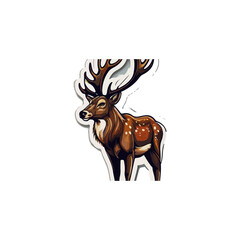 Cute deer cartoon icon illustration. funny animal drawing stickers.