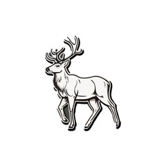 Cute deer cartoon icon illustration. funny animal drawing stickers.