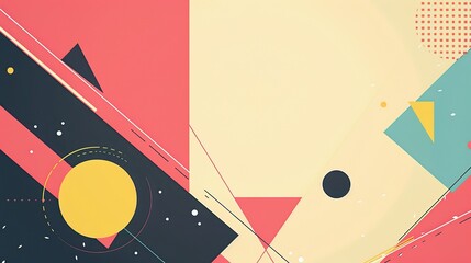 Obraz premium creative colorful geometric shape triangle circle dot and line, minimal modern trend design elements abstract background, banner , flyers design, Generative Ai