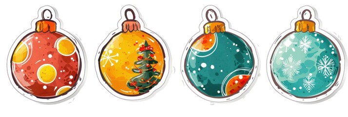 Decorative Christmas tree ball design for holiday decorations and festive clipart, isolated on a white background.