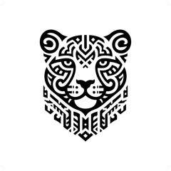 leopard silhouette in animal ethnic, polynesia tribal illustration
