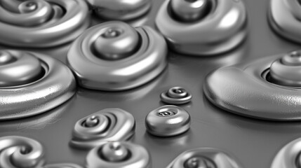Obraz premium A high-resolution image of several metallic handles atop a smooth metallic surface against a monochromatic backdrop