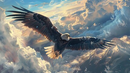 Majestic Bald Eagle Soaring Through Sky