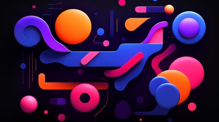 Abstract backgrounds with circles, curved lines and other fluid shapes. Geometric compositions. Digital art. Illustration for cover, card, banner, poster, brochure or presentation.