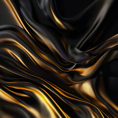 Obraz premium Gold and black ripple silk background