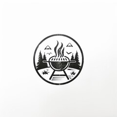 Cook symbol logo template with a simple grill icon for barbecue and hot food.