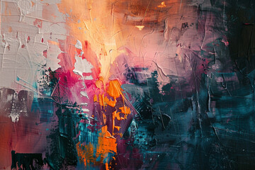 A mesmerizing mural featuring an abstract oil painting with expressive strokes, perfect for...