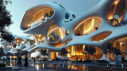 futuristic architecture concept, engineering project, science and technology academy, Fantastic Wall Art Poster Print Design for Home Decor, Decoration Artwork, Wallpaper & Background for Computer
