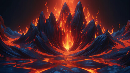 Visuals of liquid magma in shades of midnight blue, fiery red, and earthy brown, pulsating and pulsing against a plain background with subtle lighting, capturing the essence of passion ULTRA HD 8K