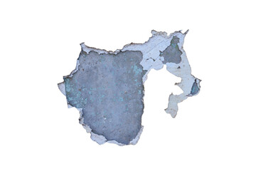 Moisture stains and plaster in poor condition, peeling paint