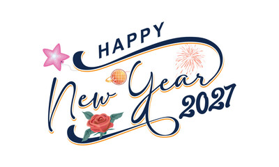 New year 2027 typography design. Happy new year 2027 logo design, Happy 2027 New Year Vector Design