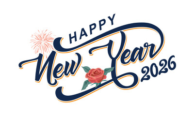 New year 2026 typography design. Happy new year 2026 logo design, Happy 2026 New Year Vector Design