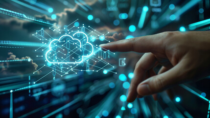 A Information Technology Illustration: Digitalization, Cybersecurity, Cloud Computing, Web Service, SAAS