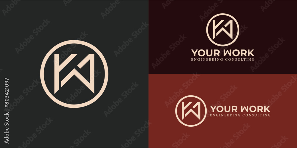 Poster abstract initial circle letter yw or wy logo in gold color isolated on multiple background colors. t