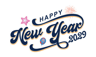 New year 2029 typography design. Happy new year 2029 logo design, Happy 2029 New Year Vector Design