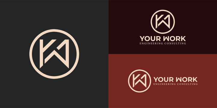 Abstract initial circle letter YW or WY logo in gold color isolated on multiple background colors. The logo is suitable for engineering consulting company icon logo design inspiration templates.