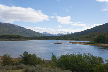 Lapataia bay landscape, Tierra del Fuego, Argentina - obrazy, fototapety, plakaty