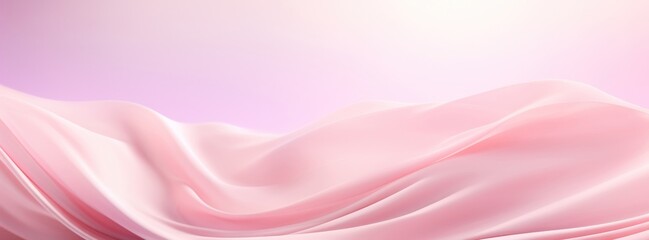 Abstract tender banner with soft pink satin fabric flows gracefully in waves, epitomizing elegance and femininity. Ideal for use in fashion and luxury product advertisements