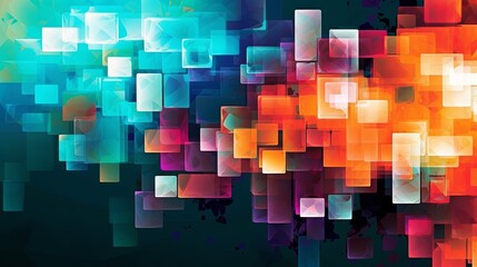A colorful abstract image with squares of different colors