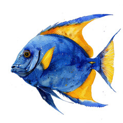 Blue and Yellow Fish Painting