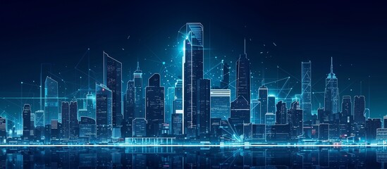 High tech holographic modern city background. Perfect for science fiction concepts or creating an immersive background for your project. Generative ai