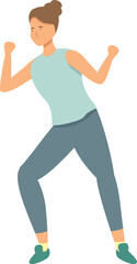 Muscular zumba move icon cartoon vector. Pleasure workout. Dancing human