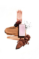 Artistic Makeup Display on White Background