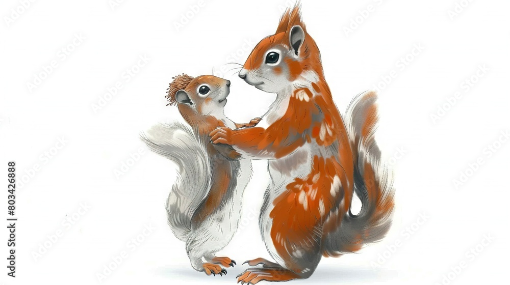 Poster a pair of animals positioned on a white background in front of another white backdrop