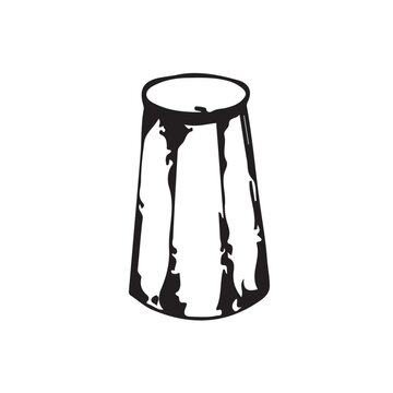 recommend clip art: Salt shaker. Kitchen equipment rendered in vector. Salt shaker, seasoning for prepared food drawn with a black outline. Suitable for kitchen design, fabric, tableware.