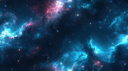   An image of a space scene with stars and blue-pink hues on the outer edge, while the outermost edge features a deep blue tone