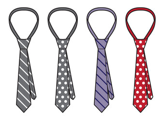 Set of ties isolated on white background.