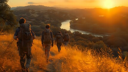 Hiking in the Golden Hour Light with Friends