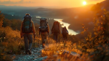 Lifestyle Hiking Trip in the Golden Hour Light