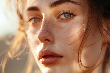 portrait of a beautiful young woman, skin care concept